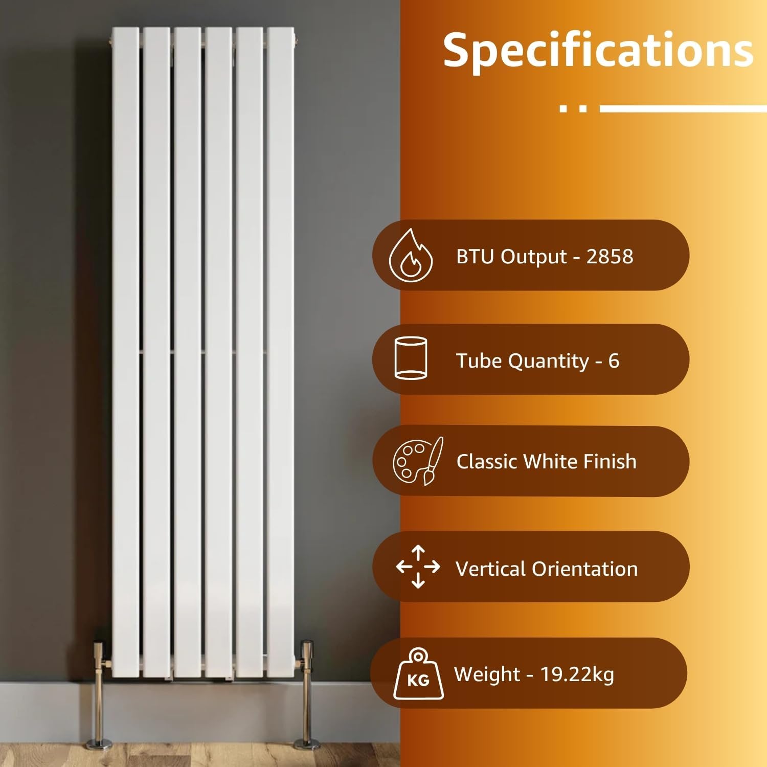 White Vertical Designer Radiator - Image 6