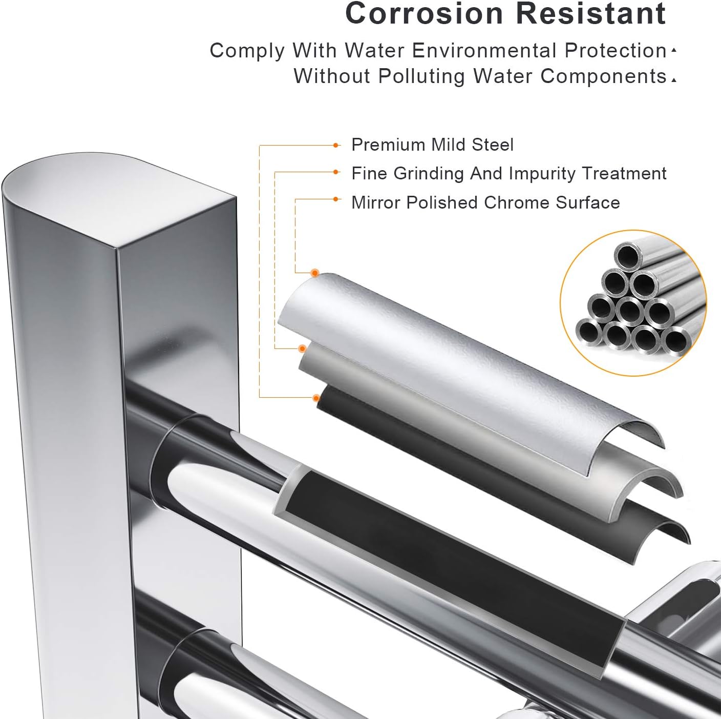 Chrome Heated Towel Rail - Image 2